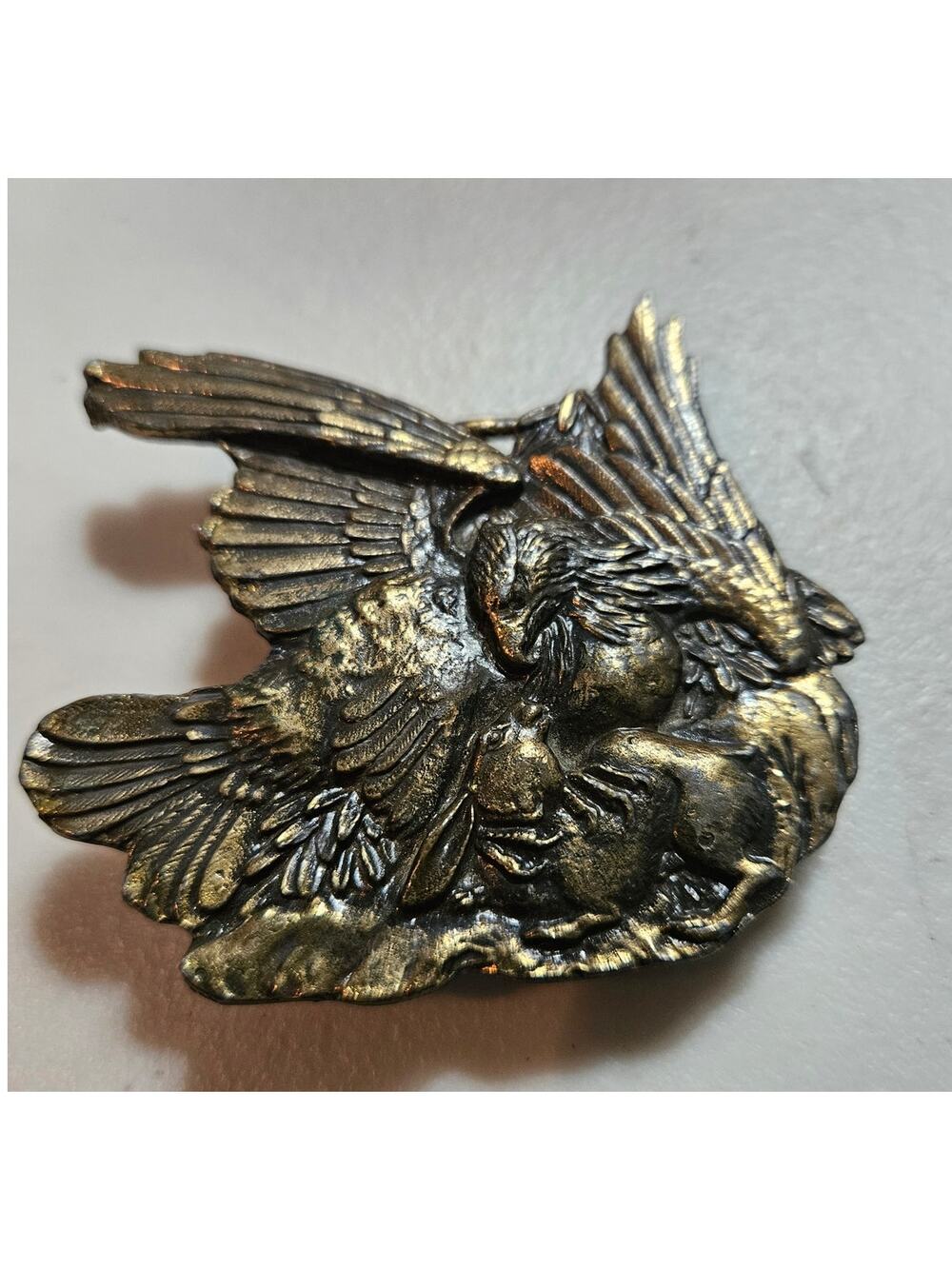 Bergamot Brass Works 1974 Buckle Highly Detailed Solid brass Eagle with Rabbit 3